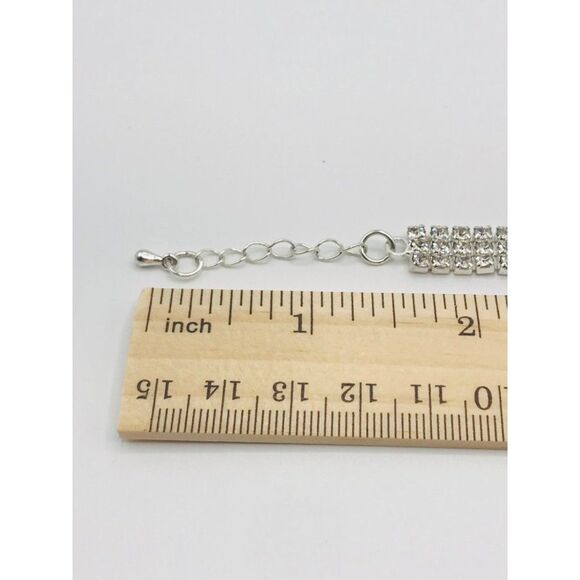 Triple row clear rhinestone chocker bridal event party necklace braceletset read - Picture 5 of 8